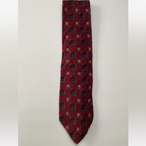 Nordstrom by J.Z. Richards Maroon Black Brown White Silk Men’s Necktie - Picture 4 of 5